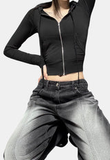 Culotte hood zip-up