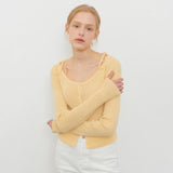 ストラップボートネックカーディガン YELLOW