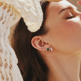 small bold textured hoop rhodium plating + 925 silver earrings E063-06H