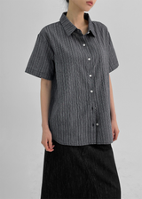 [MADE] Robyou Loose Fit Striped Short Sleeve Shirt