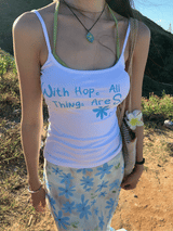 Lettering Flower Camisole Sleeveless T-shirt