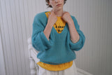 Mohair v-neck knit_teal