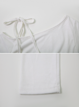 ワンショルダースリットスリムTシャツ(5color)