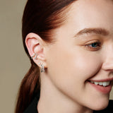 Raindrop Shape 925 Silver + 14k gold plating Stud Earring E056-01H