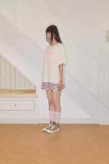 KIRI HEART SKULL BOXY T-SHIRT (CREAM)