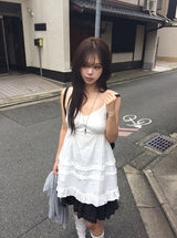ヘオン フリル ドット ミディ スカート