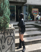Strap leather long boots
