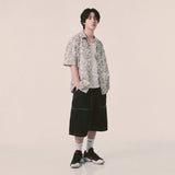 botanical drawing open collar shirt_ivory