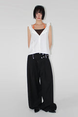 [BELT SET] CROSS LINE WIDE SLACKS
