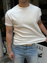 Line shoulder cropped muscle short sleeved