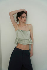 Tie satin blouse_mint