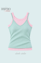 Cozy Mint Dot Pink Sleeveless T-shirt