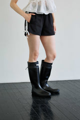 RIBBON JERSEY TRACK MICRO SHORTS / BLACK