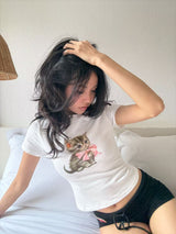 EatmePlz CatbabyT サマーコットンカジュアルTシャツ