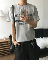 プリットクロッププリント半袖Tシャツ 3C