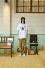 ベージュパピーホワイト半袖tシャツ