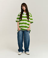 939 SMALL LOGO POLO T-SHIRTS (GREEN/OATMEAL)