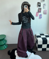 パラシュートツーピンタックバルーンロングワイドパンツ 🖤🩶💜🤎🩷5COLOR