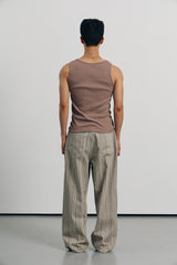 High ribbed logo sleeveless(Beige)