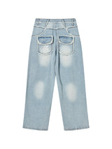 RAW CUT DENIM PANTS (LIGHT BLUE)