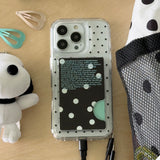 (MagSafe) ドットケース＋ドットテキスト ミントカード ジップセット