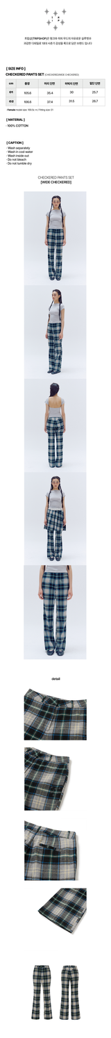 WIDE CHECKERED PANTS