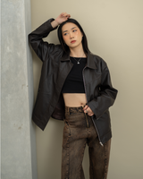 Vintage Synthetic Leather Jacket