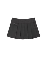 BUTTON WRAP MINI SKIRT - CHARCOAL