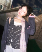 (3color) Dot Shirring Asymmetrical Vest