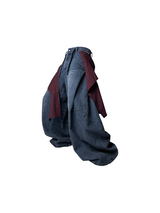 RELABEL Spatial Relationship (R) Multi-coloured Checkered Stripes Detachable Diaper Cover Curved Knife Oversized Washed Distressed Denim Trousers