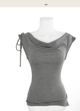 nouveau drape asymmetrical sleeveless top