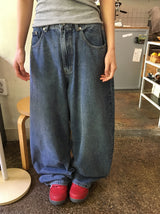 ハミールサイドボタンデニムワイドパンツ