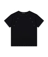 (DUC) アイレットスタッズセミクロップTシャツ ブラック