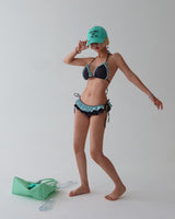 Mint chocolate dot frill bikini