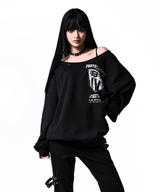 91 CREST PIERCING ONE-SHOULDER SWEATSHIRT BLACK
