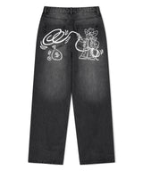 BACK LOGO WASHED DENIM PANT