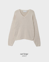 アゲインベーシックコットンルーズフィットⅤネックニット (5color)
