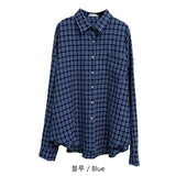[Same-day shipping🚚/Jangmaru look☔] Bow overfit boxy fit long-sleeved checkered shirt 2 colors
