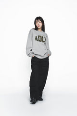 25SS ファブリックアップリケスウェットシャツ メランジ