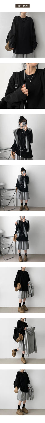 Road Slit Layered Short-Sleeved T-Shirt Long-Sleeved T-Shirt