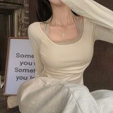 [MADE] Ray, U-neck rib long sleeve T-shirt