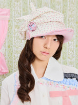 「UnsocialNight 夏の新作、オリジナルデザインいちご柄×ストライプ切り替え、ギャザー入りかわいいネコ耳フード」