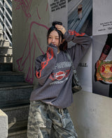 Harley Print Flame Waffle Long Sleeve