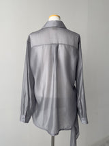 More Tencel See-Through Wrap Blouse
