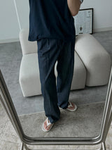 ASCLO Coolever Side Buckle Linen Denim Slacks (3color)