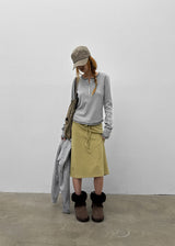 [MADE] Loate Henley Neck Stitch Long Sleeve Tee