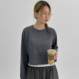 [MADE] Bessian Summer Knit Feel Crop Long Sleeve T-shirt