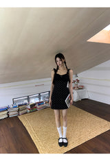 Black Cutie Hip Dot Mini Dress