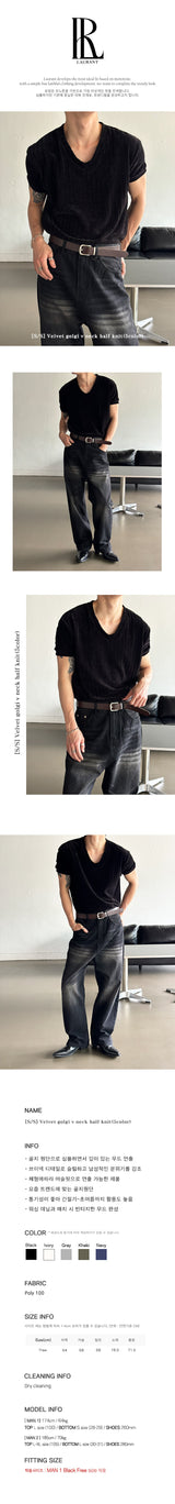 [S/S] Velvet golgi v neck half knit(5color)