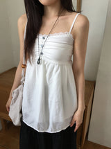 Yura Lace Smoke Back Shirring Sleeveless Bustier